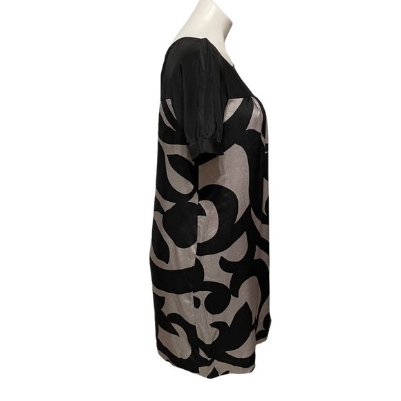 Cynthia Steffe Medium Twelfth Street Silk Black Silver Abstract Shift Dress - Picture 3 of 7